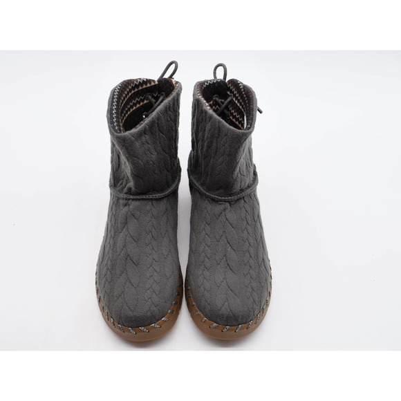 Muk Luks Ankle Boots Womens 9 Cable Knit Grey Hoboken Pull On Memory Foam Bootie - Picture 11 of 12